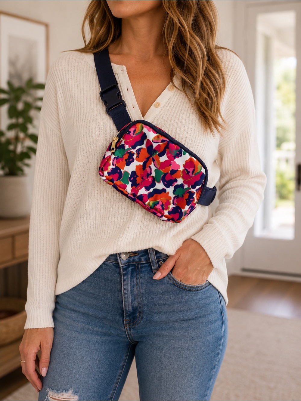 Mary Square Falling Poppies - Crossbody Bag - Fanny pack. NWOT